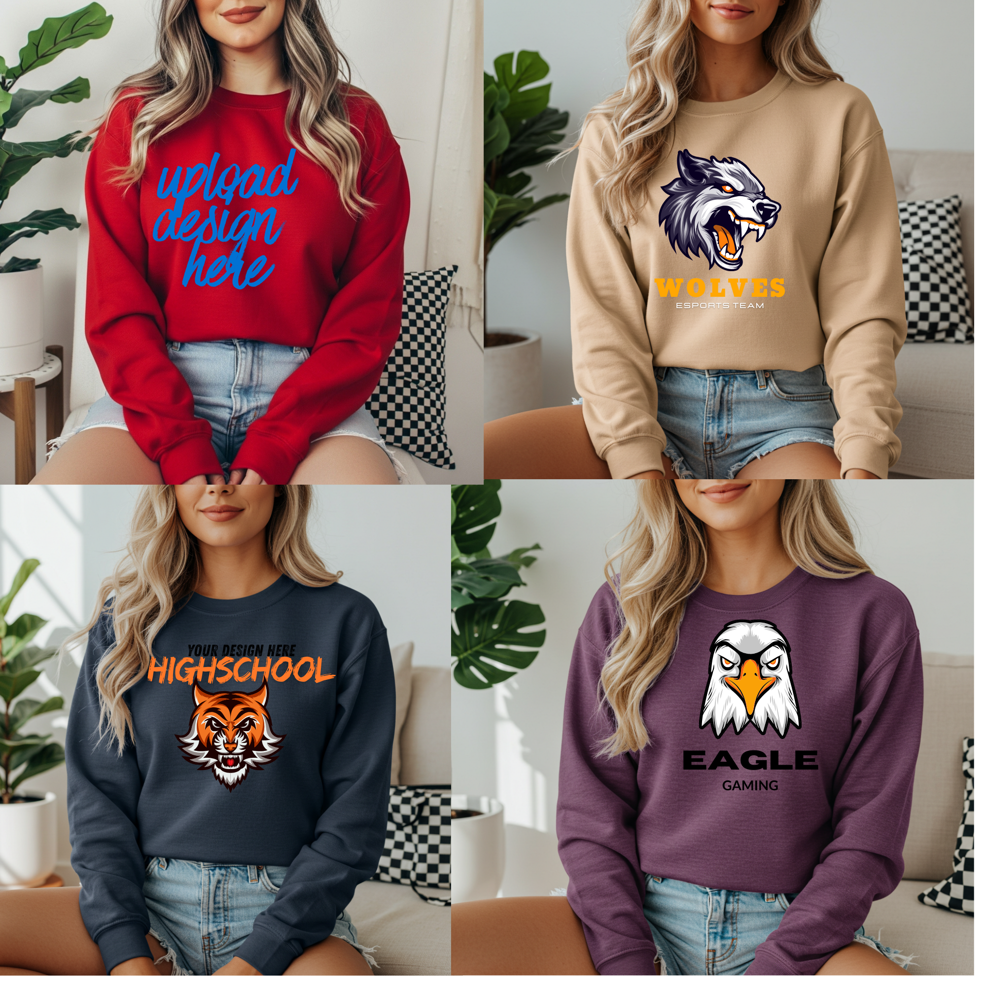 Custom Printed Crew Neck Sweatshirts